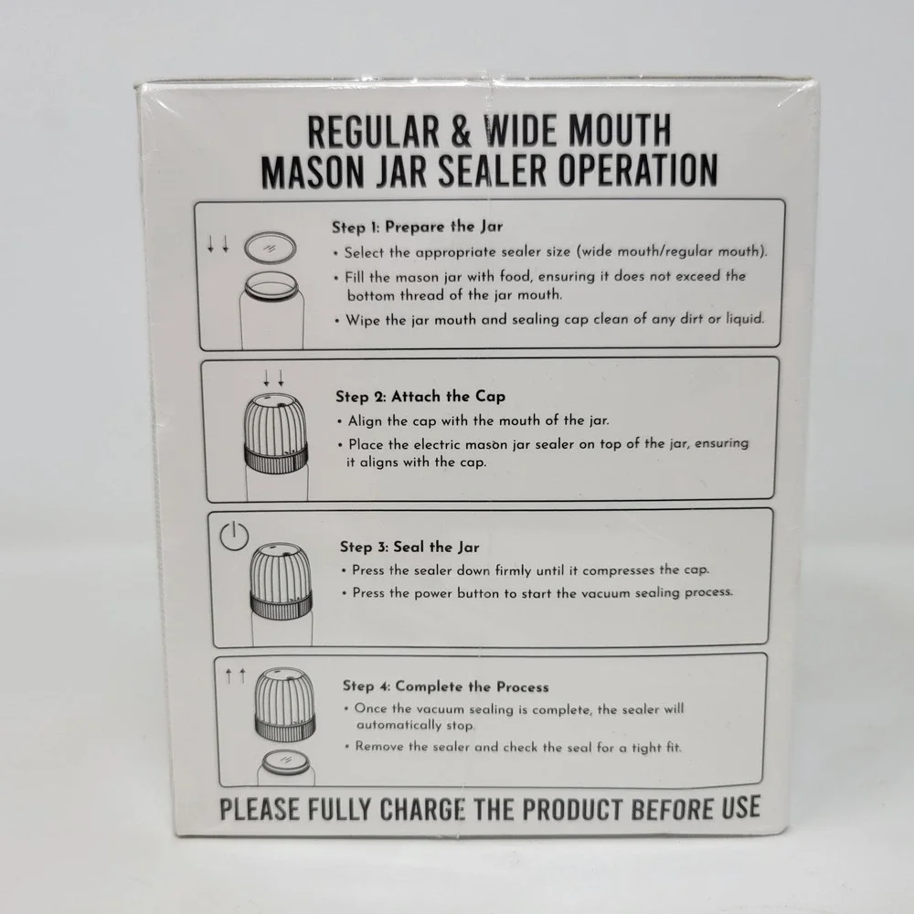 LUMO Electric Mason Jar Vacuum Sealer M80-CB White Regular &‎ Wide Mouth NEW